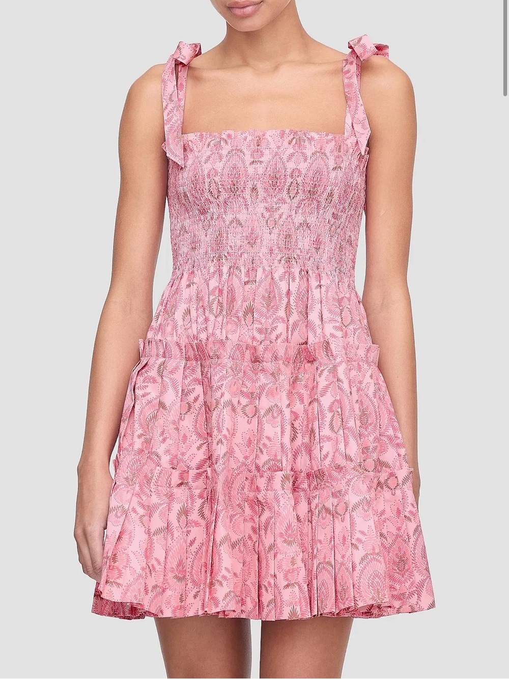 Hill House Home The Ribbon Charlotte Nap Dress Mini - Pink Palm Ikat - Picture 2 of 5
